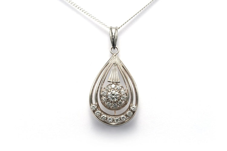 Art déco - Pendentif en or blanc 18 carats et diamants 58 Facettes 22768