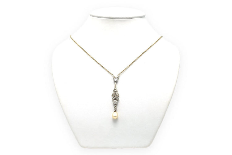 Art Déco - Collier en or blanc, platine, perles et diamants 58 Facettes 22778