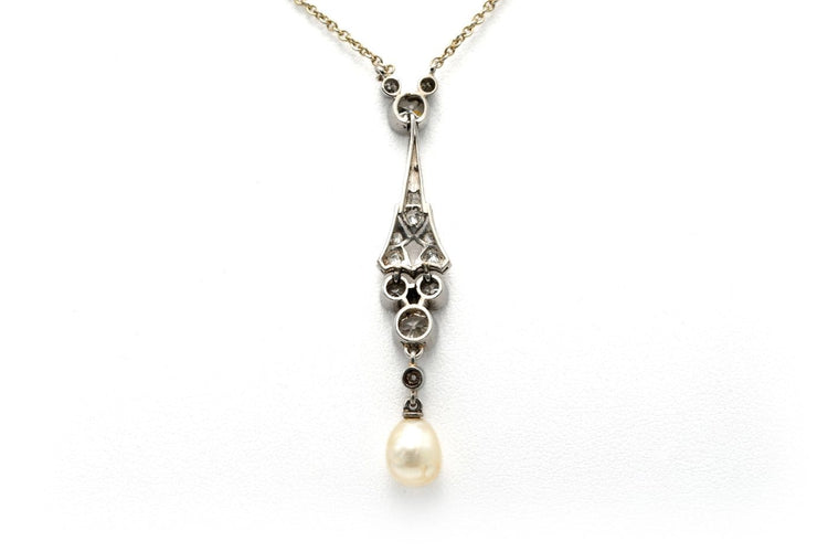 Art Déco - Collier en or blanc, platine, perles et diamants 58 Facettes 22778