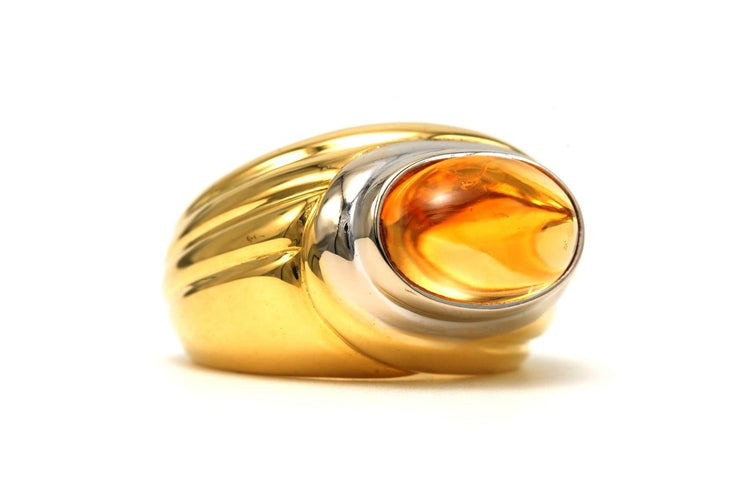 53 Bague contemporaine en or jaune et blanc 18 carats sertie d'une citrine 58 Facettes 22699