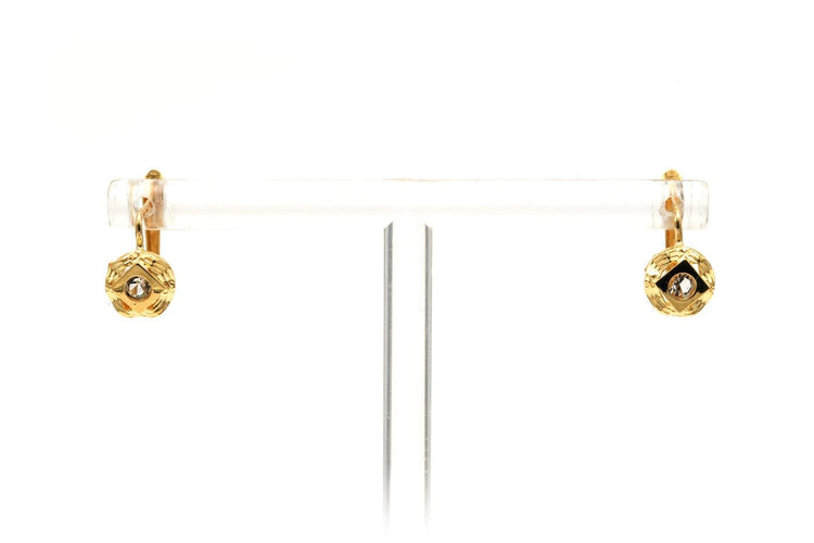 Art déco - Boucles d'oreilles en or jaune 18 carats et strass 58 Facettes B749