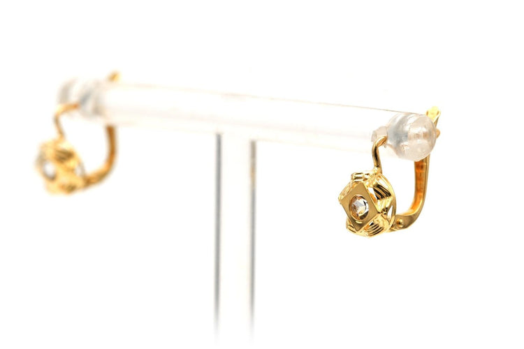 Art déco - Boucles d'oreilles en or jaune 18 carats et strass 58 Facettes B749