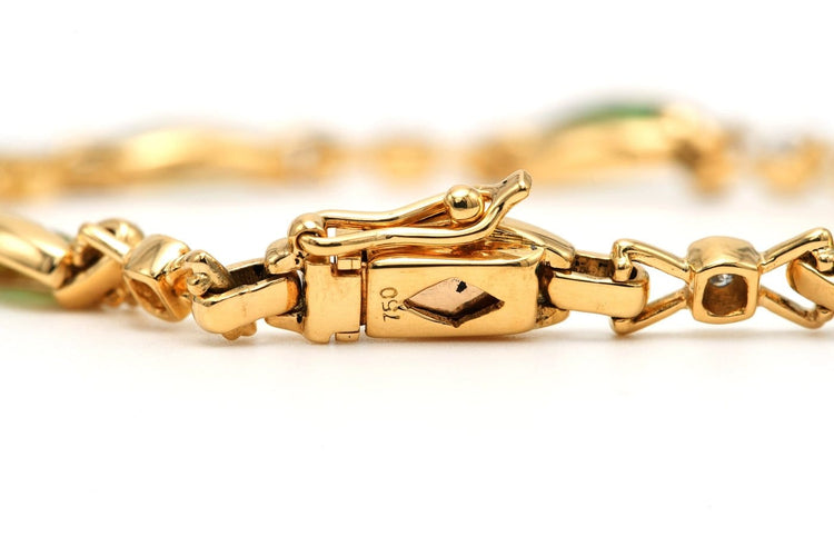 Bracelet contemporain en or jaune 18 carats, émeraudes et diamants 58 Facettes B727