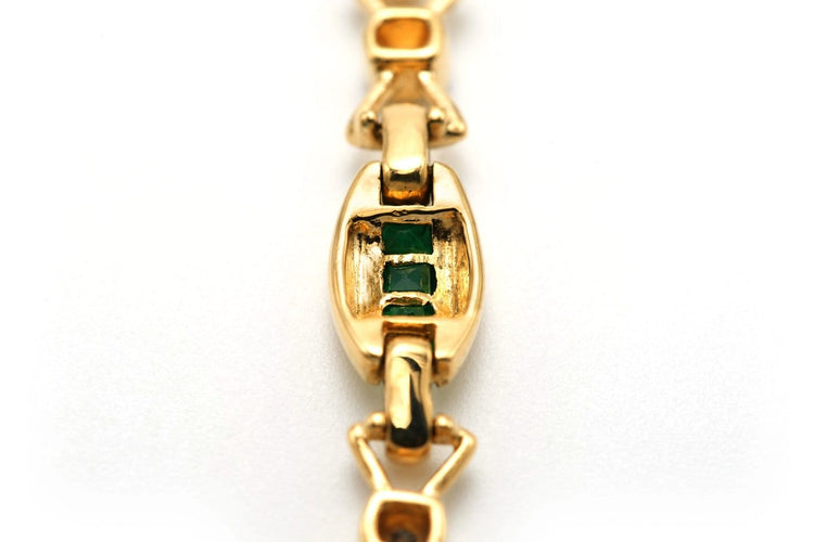 Bracelet contemporain en or jaune 18 carats, émeraudes et diamants 58 Facettes B727