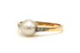55 Art Déco - Bague en or jaune et blanc, perle et diamants 58 Facettes 22867