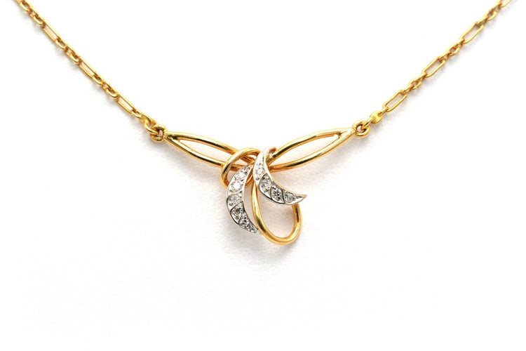 Collier contemporain en or jaune, or blanc et diamants taille 8/8 58 Facettes 22909