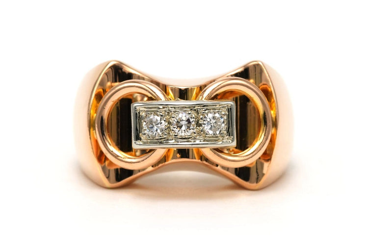 56 Art Deco - Ring in 18-karaats geelgoud en diamanten 58 Facettes 23799