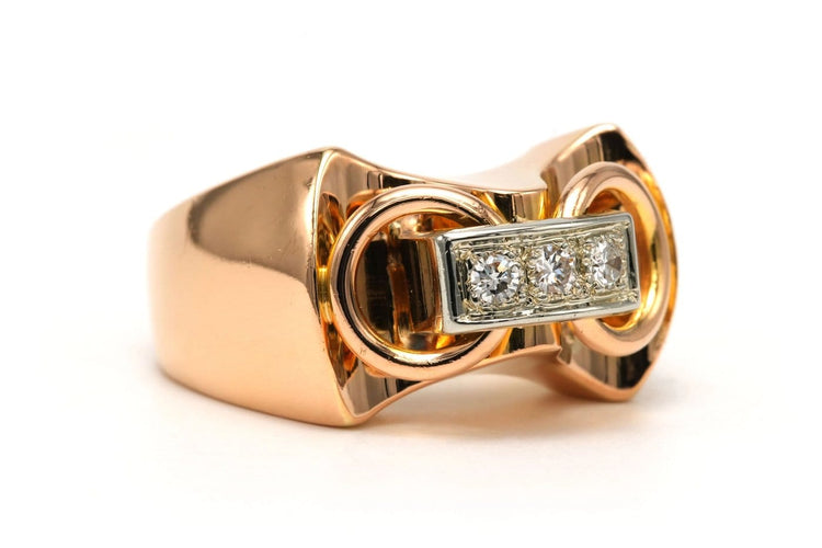 56 Art Deco - Ring in 18-karaats geelgoud en diamanten 58 Facettes 23799