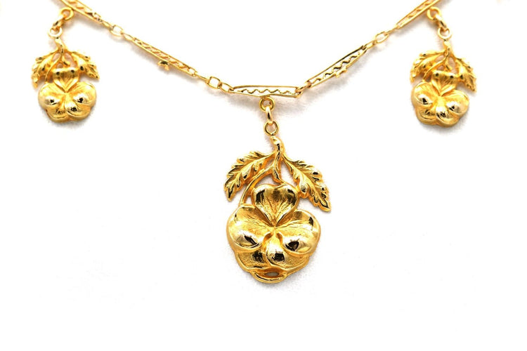 Art Nouveau - Collana in oro giallo 18 carati e perle 58 Facettes 23794