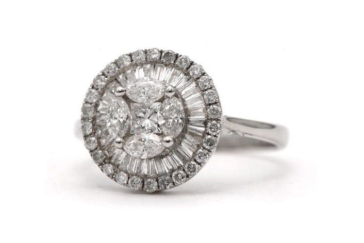 59 Anello contemporanea in oro bianco 18 carati e diamanti 1,22 ct 58 Facettes 23827