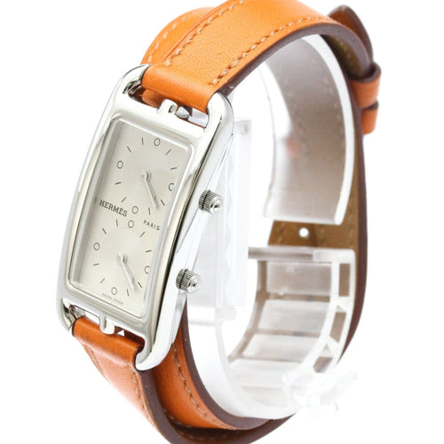 Hermès Cape Cod - Ocelové a kožené hodinky Dual Time 58 Facettes n4tqqyuqnr