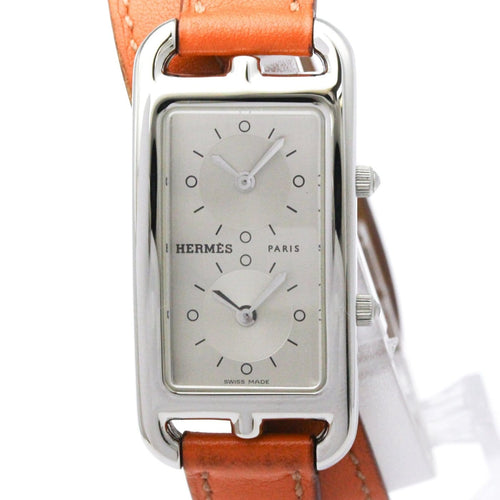 Hermès Cape Cod - Ocelové a kožené hodinky Dual Time 58 Facettes n4tqqyuqnr