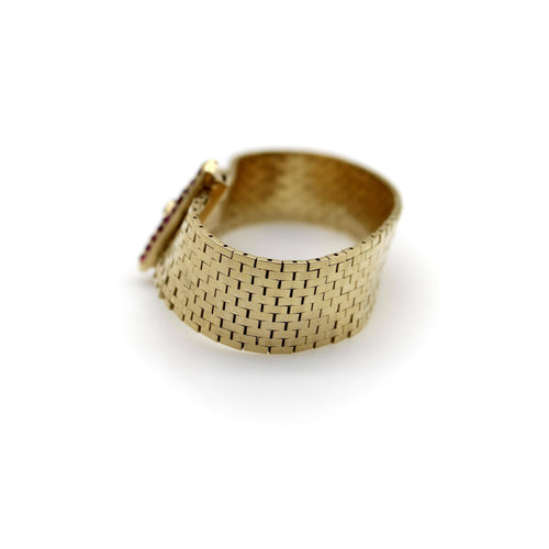 Bracelet Retro buckle bracelet in 14K gold, rubies and diamonds 58 Facettes 11191