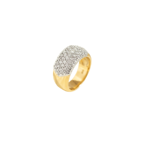 Anello larga in oro giallo 585 con diamanti 