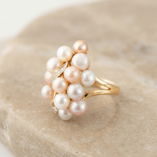 Bague 62 Bague grappe de perles en or jaune 585 et diamants 58 Facettes HJ062639