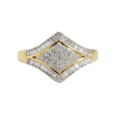 Bague 60 Bague géométrique en or jaune 585 et diamants 58 Facettes HJ062627