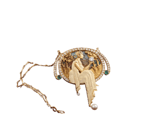 Belle Époque - Convertible yellow gold, diamond and emerald choker necklace 