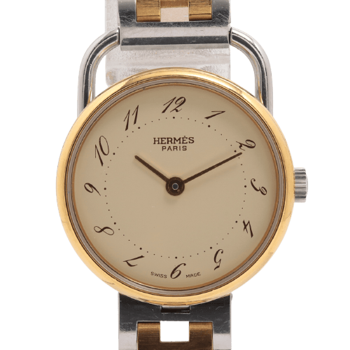 Hermès Arceau - Montre bicolore en acier et plaqué or jaune 58 Facettes Hermès Arceau