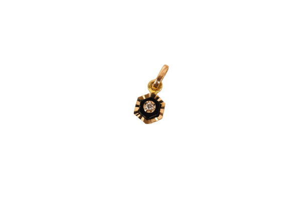 Pendentif Pendentif hexagonal en or jaune 18 carats, onyx et zircon 58 Facettes 4056