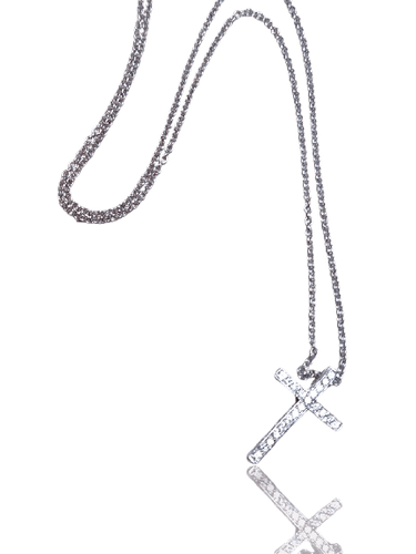 Pasquale Bruni - Naszyjnik z krzyżykiem z białego złota 18k i diamentów 