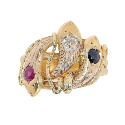 26106-0234.p03_Anillo triple de serpiente en oro texturizado con rubí  zafiro y diamante  ca  1900-en.jpg