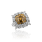 53 Bague diamant Fancy Deep jaune-orangé en platine, or 18 carats et diamants 58 Facettes f30