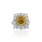 53 Bague diamant Fancy Deep jaune-orangé en platine, or 18 carats et diamants 58 Facettes f30