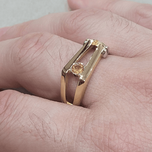 Bague 65 Bague unisexe en or 18 carats et saphir orange 58 Facettes S405