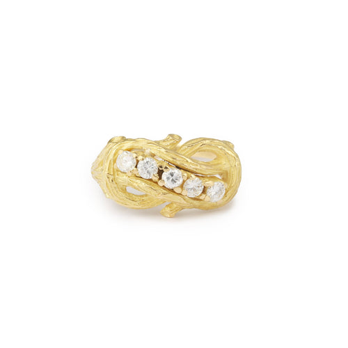 Bague 56 Bague vintage branchage diamants en or jaune 18 carats 58 Facettes B374