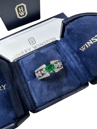 Bague 52 Harry Winston - Bague émeraude et diamants 58 Facettes jnci165