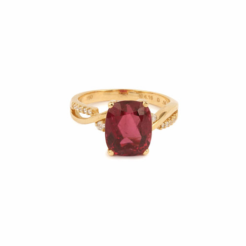 Bague 54 Rubellite - Bague en or jaune 18 carats et diamants 58 Facettes B360