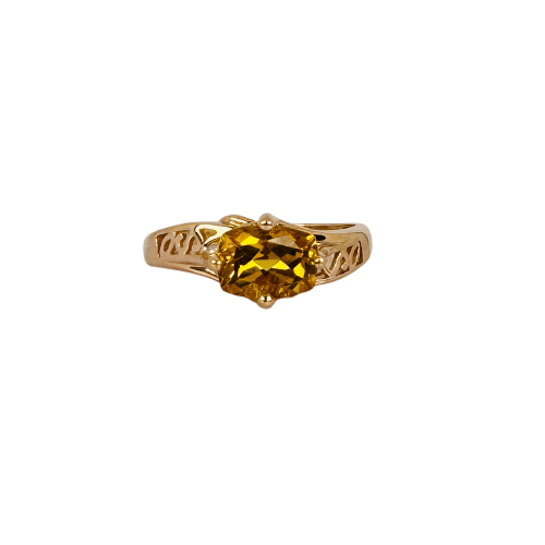 Bague 57 Bague vintage en or jaune 14K et citrine ovale 58 Facettes 2607002