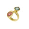 Bague 55 Bague Toi et Moi - Tourmalines vertes et roses en or jaune 58 Facettes B222