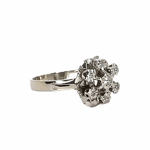 Bague 55 Bague chaton effet vintage en or blanc 18 carats et diamants 58 Facettes BVP-BAG-0008