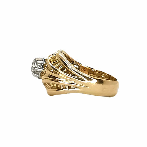 Bague 56 Bague vintage en or jaune 18 carats et platine, diamant 58 Facettes BVP-BAG-0012