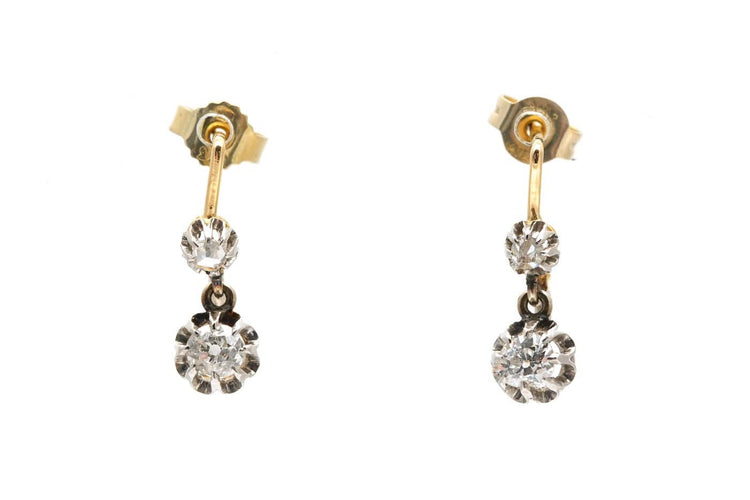 Boucles d'oreilles Boucles d'oreilles Art déco en or jaune, argent et diamants 58 Facettes 23940