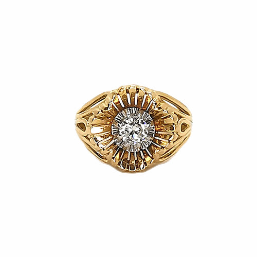 Bague 49 Bague vintage en or jaune 18 carats et platine avec diamant 58 Facettes BVP-BAG-0013