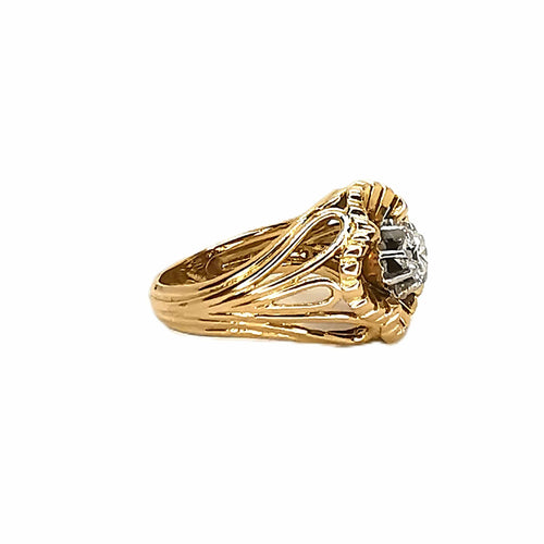 Bague 49 Bague vintage en or jaune 18 carats et platine avec diamant 58 Facettes BVP-BAG-0013