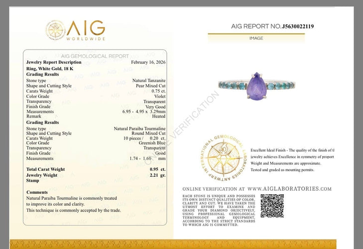 51 Bague en or blanc 18k avec tanzanite et tourmalines Paraiba 58 Facettes Anello 001
