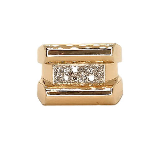 Bague 55 Bague tank sertie de diamants en or jaune 18 carats et platine 58 Facettes BVP-BAG-0014