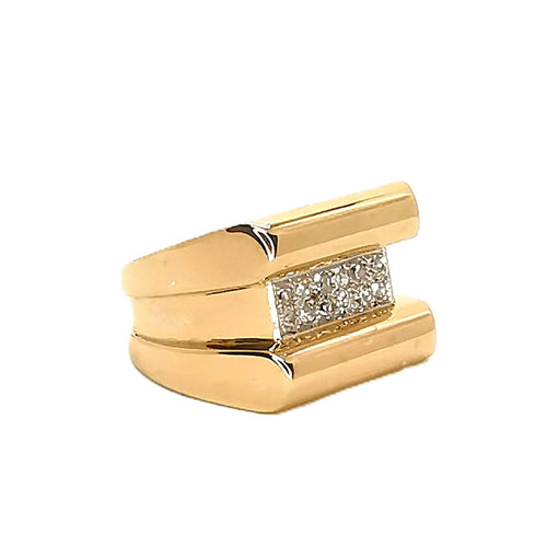 Bague 55 Bague tank sertie de diamants en or jaune 18 carats et platine 58 Facettes BVP-BAG-0014