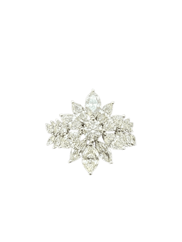 Bague 55 La Regina - Bague en or blanc 18k et 21 diamants naturels 58 Facettes ANELLO FLOWER DIAMOND