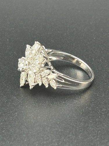 Bague 55 La Regina - Bague en or blanc 18k et 21 diamants naturels 58 Facettes ANELLO FLOWER DIAMOND