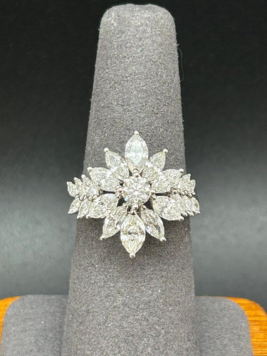 Bague 55 La Regina - Bague en or blanc 18k et 21 diamants naturels 58 Facettes ANELLO FLOWER DIAMOND
