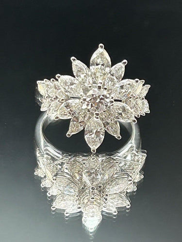 Bague 55 La Regina - Bague en or blanc 18k et 21 diamants naturels 58 Facettes ANELLO FLOWER DIAMOND