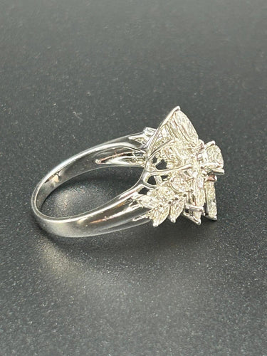 Bague 55 La Regina - Bague en or blanc 18k et 21 diamants naturels 58 Facettes ANELLO FLOWER DIAMOND