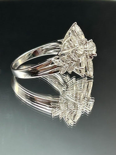 Bague 55 La Regina - Bague en or blanc 18k et 21 diamants naturels 58 Facettes ANELLO FLOWER DIAMOND