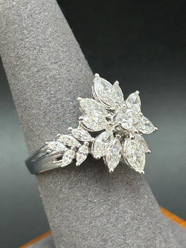 Bague 55 La Regina - Bague en or blanc 18k et 21 diamants naturels 58 Facettes ANELLO FLOWER DIAMOND