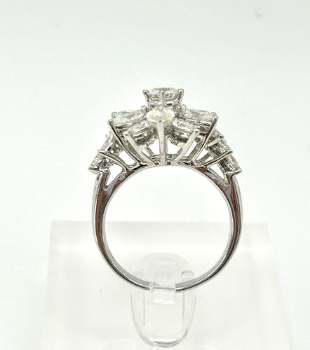 Bague 55 La Regina - Bague en or blanc 18k et 21 diamants naturels 58 Facettes ANELLO FLOWER DIAMOND