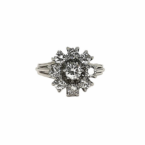 Bague 52 Bague vintage en or blanc 18 carats et platine sertie de diamants 58 Facettes BVP-BAG-0015
